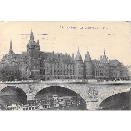 Paris Le Pont et la Place Saint Michel France Postcard 1906 used VGC