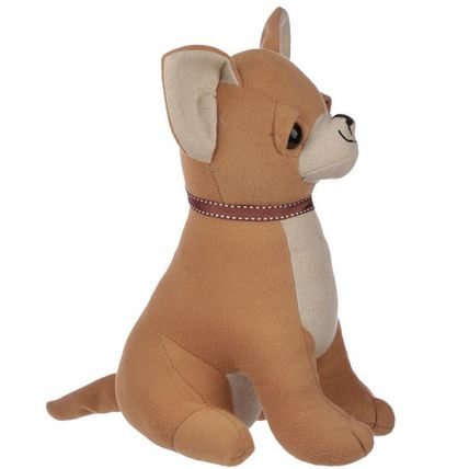 Chihuahua Dog Wearing a Brown Collar Door Stop 28 CM