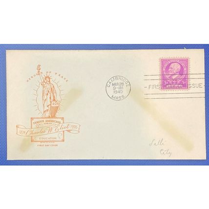 ZAYIX - United States FDC Sc #861 Ross Eng. - Famous Americans Educator Eliot