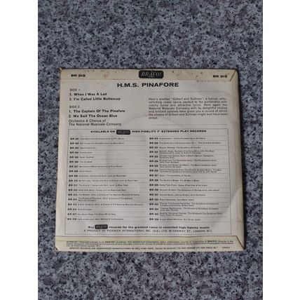 The National Musicale Company – H.M.S. Pinafore (BR315) (7" Single)