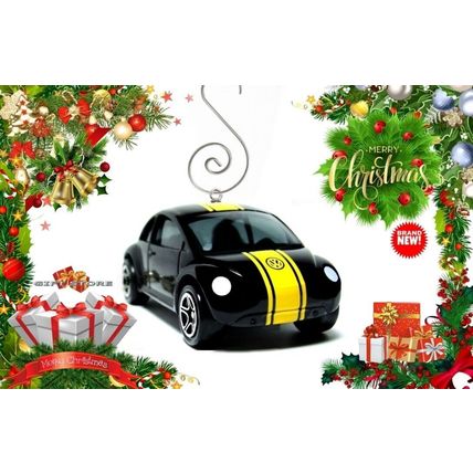 RARE BLACK NEW VW BEETLE VOLKSWAGEN CHRISTMAS ORNAMENT/FAN HANGER GREAT GIFT
