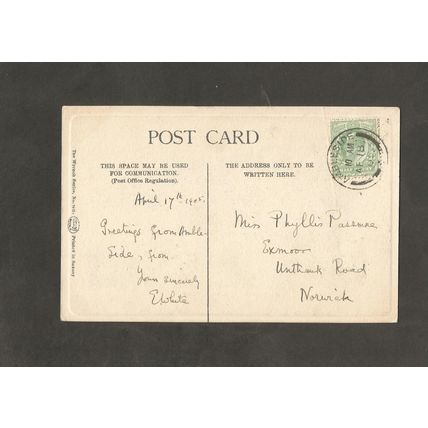 Genealogy Postcard Miss Phyllis Passmore Exmoor Unthank Road Norwich Norfolk