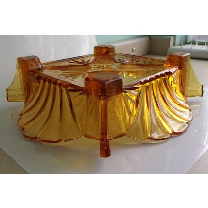 Art Deco Brockwitz Amber Glass Fruit Bowl c.1936.
