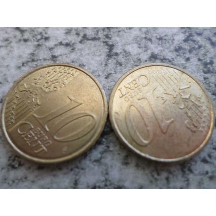 Portugal - 2 differently dated - 10 euro cent coins - dated 2002 and 2016