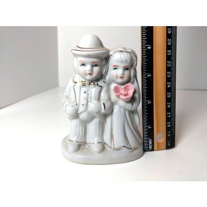 Bride And Groom Ceramic Glazed Wedding Couple Collectibles Figurine - Vintage