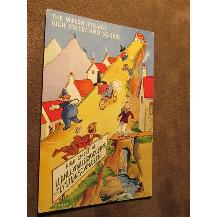 Comic / Humour Postcard - The Welsh Village High Street & Square