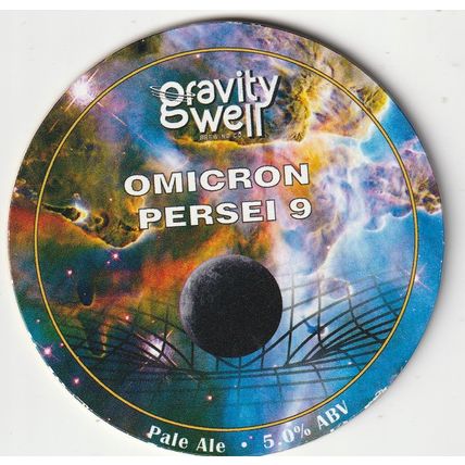 UNUSED KEG CLIP FRONT - GRAVITY WELL BREWING CO - OMICRON PERSEI 9 PALE ALE