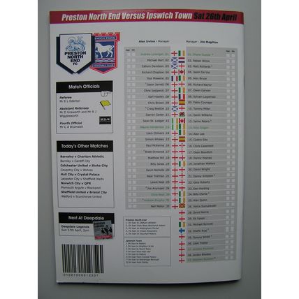 PRESTON NORTH END v IPSWICH TOWN Championship 26/04/2008