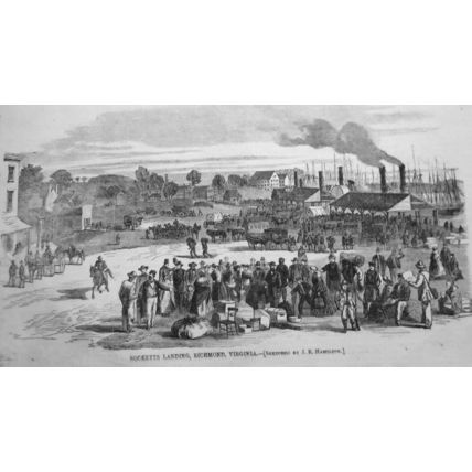 1865 - Dover Mills, James River + Rocketts Landing, Richmond - 2 Virginia prints