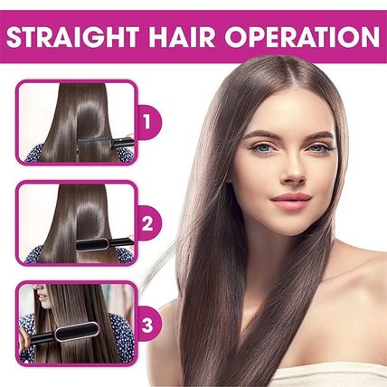 2 In 1 Hair Straightener Hot Comb - Negative Ion Curling Tong & Electric Hair