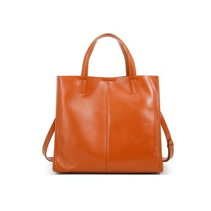 Women Genuine Leather Handbag Orange