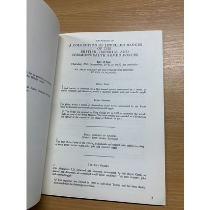 1979 SOTHEBYS JEWELLED BADGES BRITISH ARMED FORCES AUCTION CATALOGUE BOOK (LL)