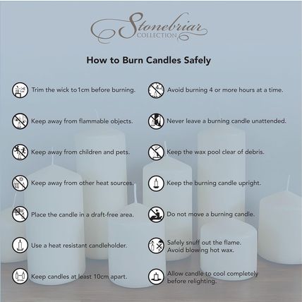 Stonebriar Unscented White Tall Pillar Candles, 80 Hour Burning Candle Pillars,