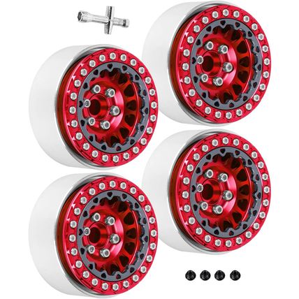 RC 1.9 Beadlock Wheels for 1/10 RC Crawler TRX4 Axia1 SCX10 SCX10 Iii,Alloy Alum