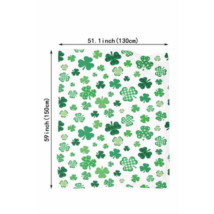 White St. Patrick Clover Print Nap Blanket 130*150cm