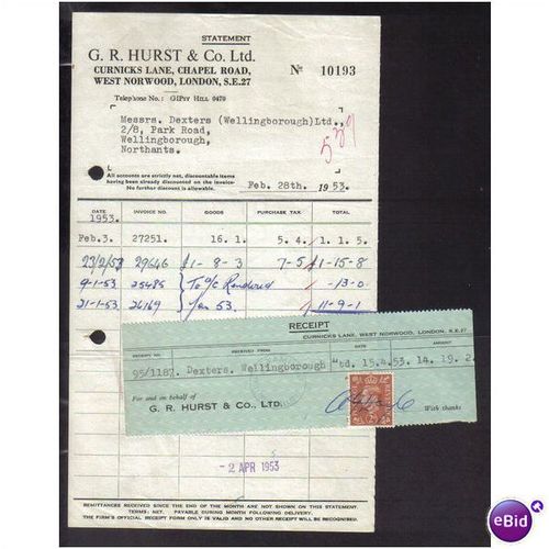 G. R. HURST & CO LTD, CURNICKS LANE,WEST NORWOOD,LONDON,SE27, 28FEB1953