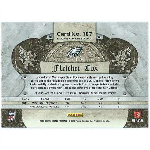 2012 Panini Crown Royale - #187 - Fletcher Cox RC