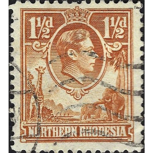 NORTHERN RHODESIA, George VI, yellow 1938, 1½d, #4