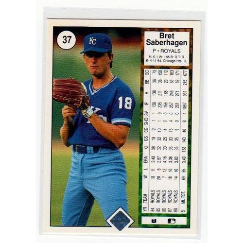 1989 Upper Deck Bret Saberhagen baseball card #37 – Royals