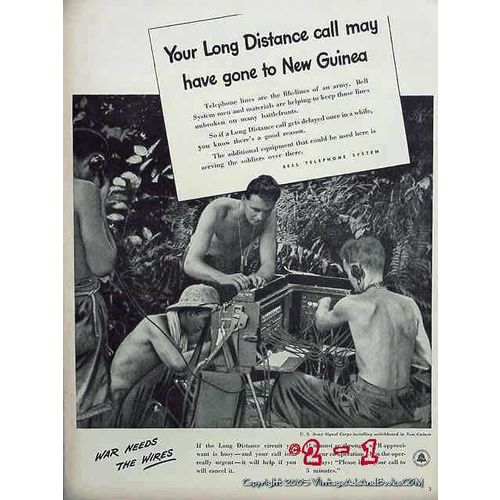 BELL TELEPHONE SYSTEM 1944 Army Signal Corps switchboard vintage ad