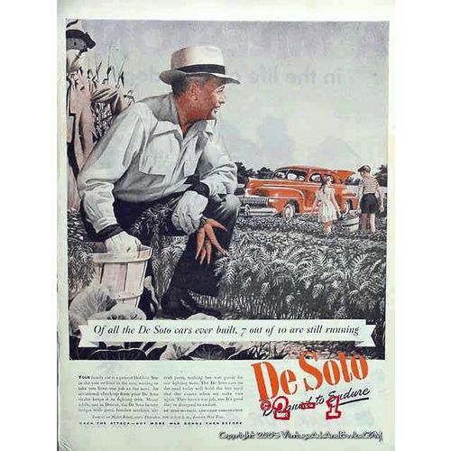 DE SOTO 1944 WW2 WWII gun aircraft bomber plane car factory vintage ad