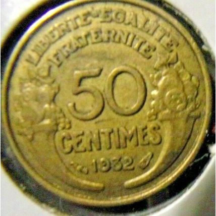 1932 France-50 Centimes-Extremely Fine details