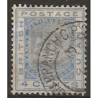 British Guiana 1882 SG172 4c Blue Wmk Crown CA Fine Used . .