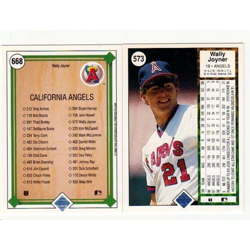 Lot of Two 1989 Upper Deck Wally Joyner cards #573, #668 – Angels checklist