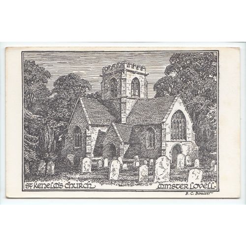 St Kenelm's Church Minster Lovell Oxfordshire Sketch Postcard