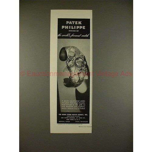 1947 Patek Philippe Fish Bangle Bracelet Watch Ad!!