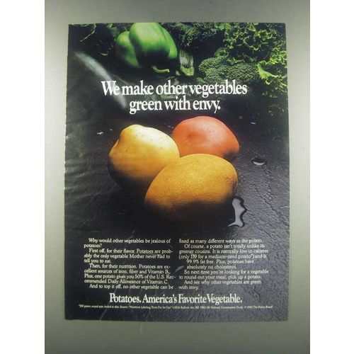 1985 The Potato Board Ad - Green With Envy