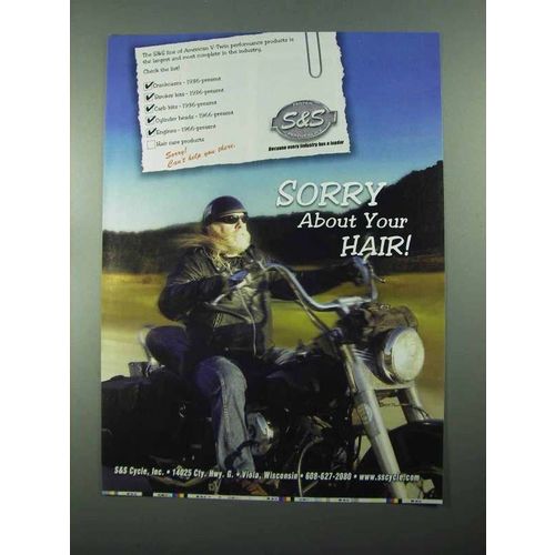 2004 S&S Motorcycle Parts Ad - Sorry About Your Hair
