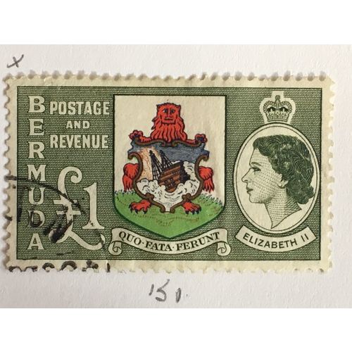 Bermuda QEII 1953 £1 Used SG 150 Sc 162 postage stamp arms queen elizabeth