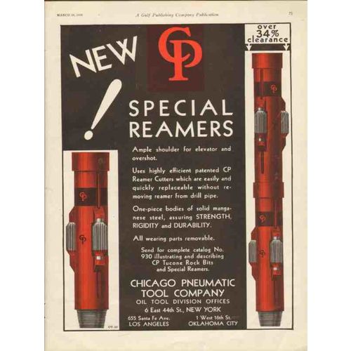 CHICAGO PNEUMATIC TOOL CO 1930 Special reamers oil drilling vintage ad
