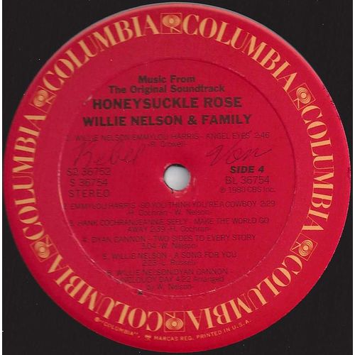 Columbia #S2-36752 Willie Nelson & Family - "Honeysuckle Rose" double LP