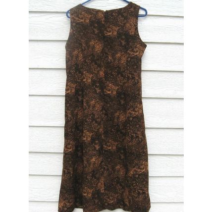 Womens Studio I Dress 10 Brown Tan Black Sleeveless A Style