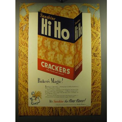 1950 Sunshine Hi Ho Crackers Ad - Baker's Magic