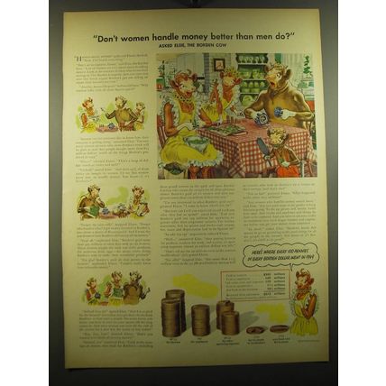 1950 Borden's Milk Ad - Elsie - Don't women handle money better than men do?