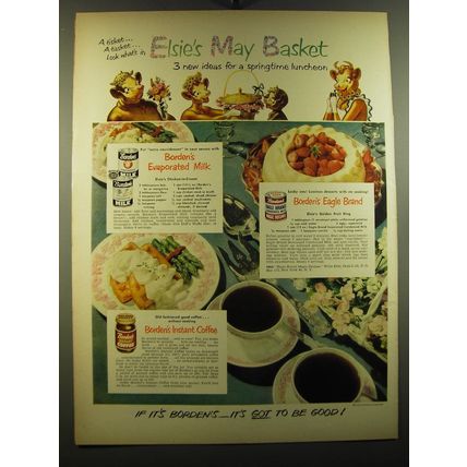 1950 Borden's Ad - Evaporated Milk, Eagle Brand Condensed Milk and Instant Coffe