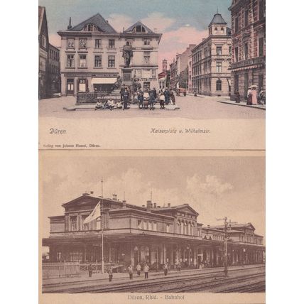 Duren Train Station Kaiserplatz Bahnhof 2x German Old Postcard s