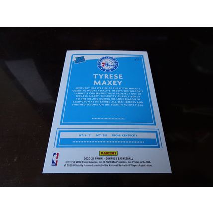 2020-21 Donruss Basketball Card # 211 Tyrese Maxey Mint (9) 76ers (SB)