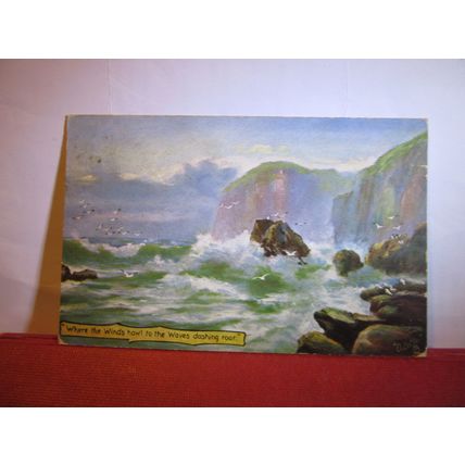 ROUGH SEA used antique postcard by R. Tuck. Oilette 1905 postmark =