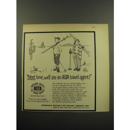 1959 American Society of Travel Agents Advertisement - cartoon by George Price