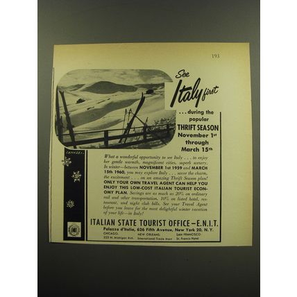1959 Italian State Tourist Office Advertisement - See Italy first