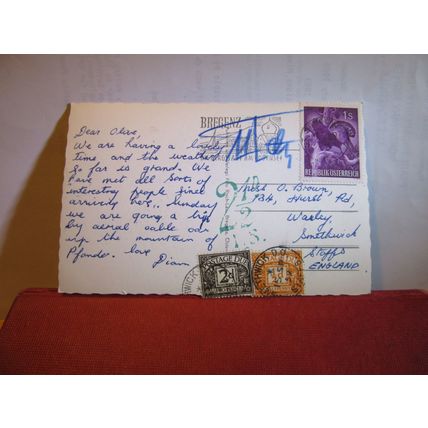 PFANDER MOUNTAIN, BREGENZ, AUSTRIA used postcard RP 1959 pm #