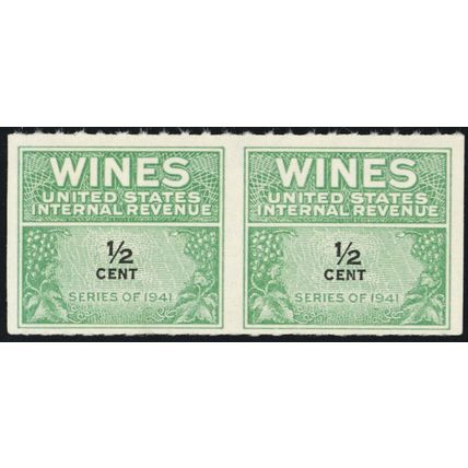 RE110a, Unused 1/2¢ VF Wine Stamps - Imperforate Between Pair * Stuart Katz
