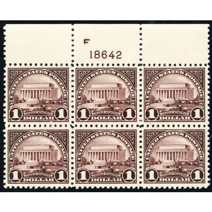 571, Mint VF NH $1 - Plate Block of Six Stamps * Stuart Katz