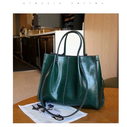 Genuine Leather Women Shoulder Bag Vintage Crossbody Purse Handbag Green