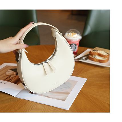 Women Genuine Leather Moon Handbag White