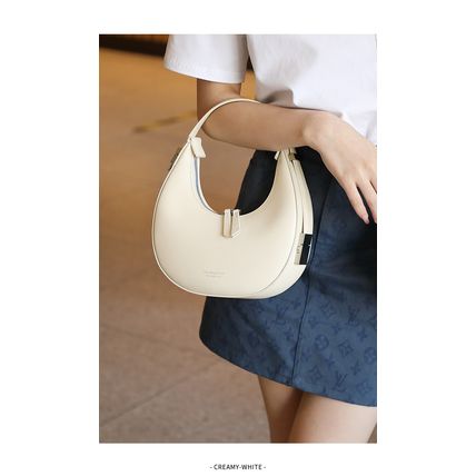 Women Genuine Leather Moon Handbag White